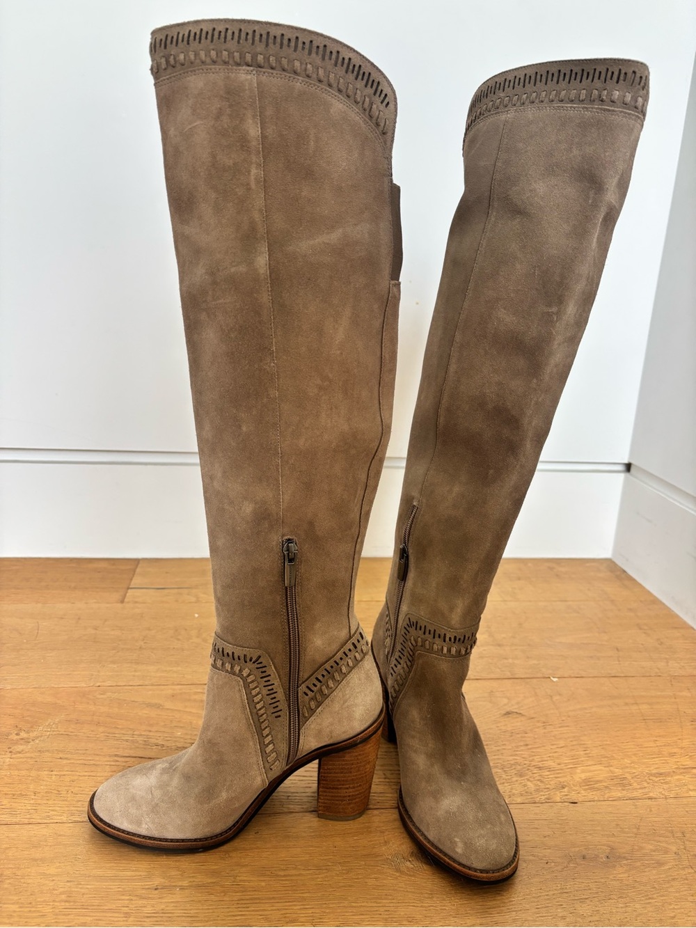 Vince Camuto Beige Suede Over-the-Knee Boots